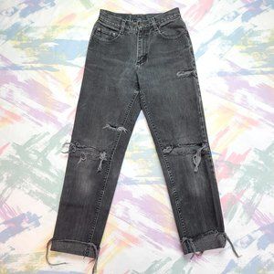 Vintage 90s Lee Faded Black Ripped Mom Jeans